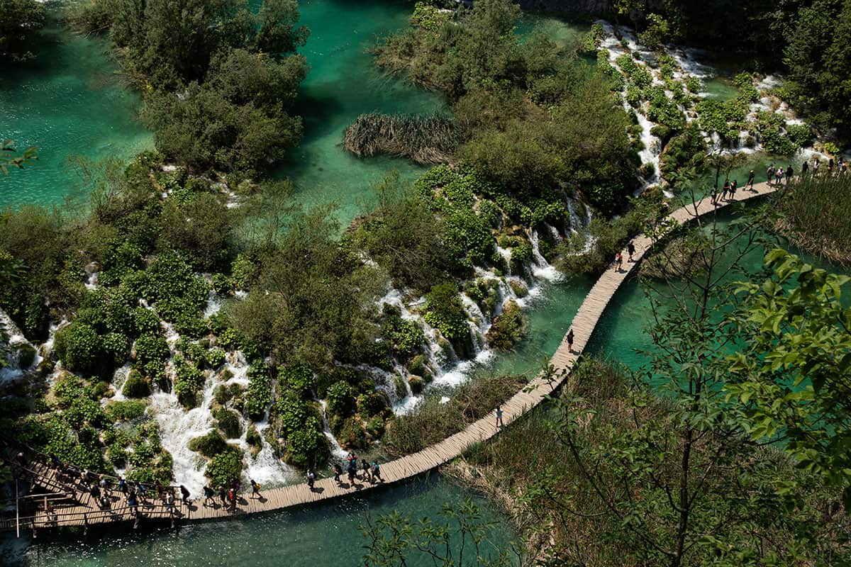 Wooden Boardwalks crossing Plitvice lakes