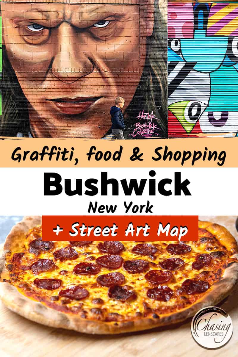 Pizza, murals and street art in Bushwick, Brooklyn.  