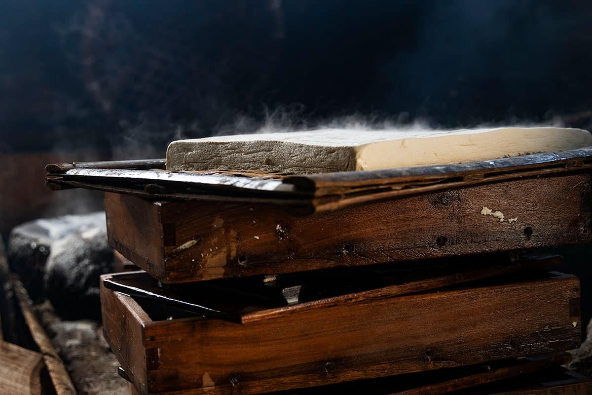 Fresh tofu in small factory in Yogyakarta Indonesia