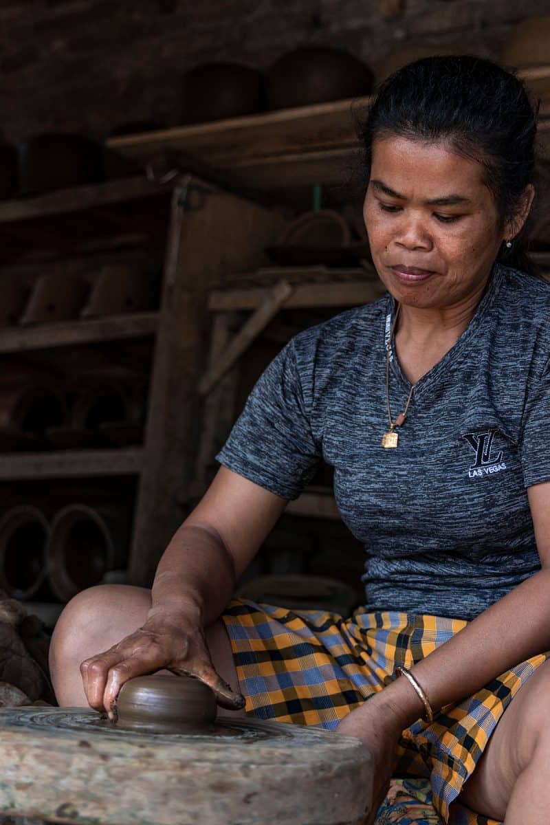 A local woman making pottery in Jogja