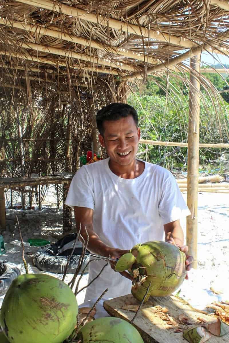 Fresh coconut on Dawei Beach