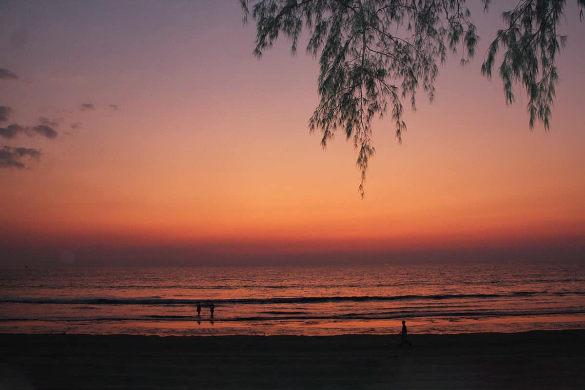 Magical sunset at Maungamgan beach Burma