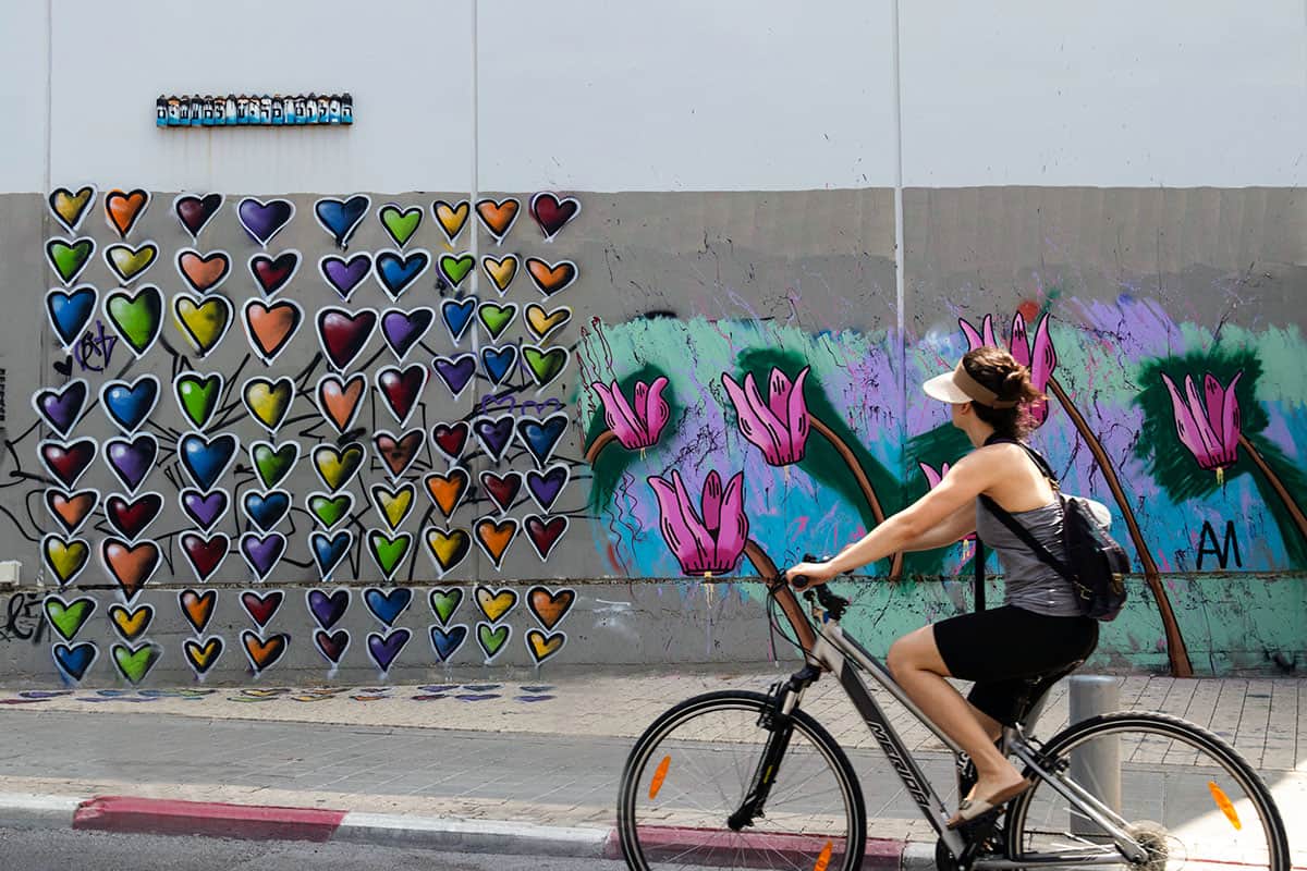 A graffiti full of Colorful hearts in Tel Aviv Israel