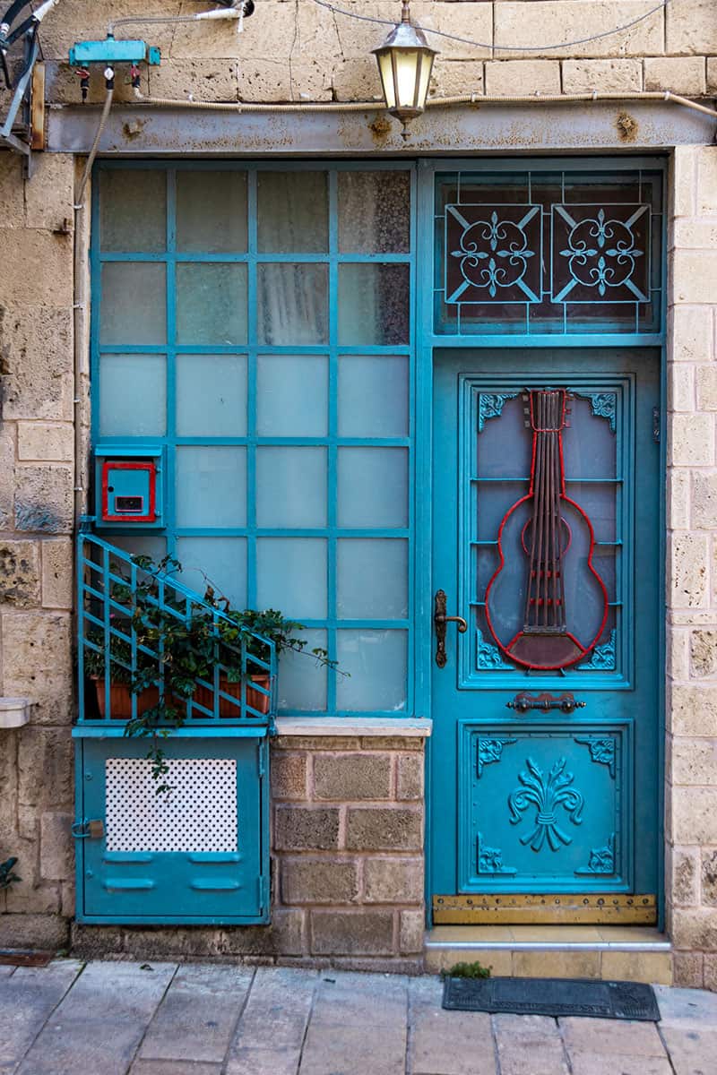 Beautiful blue door in Jaffa Israel