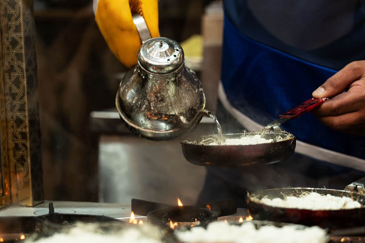 Making Knafeh in Mahane Yehuda market Jerusalem