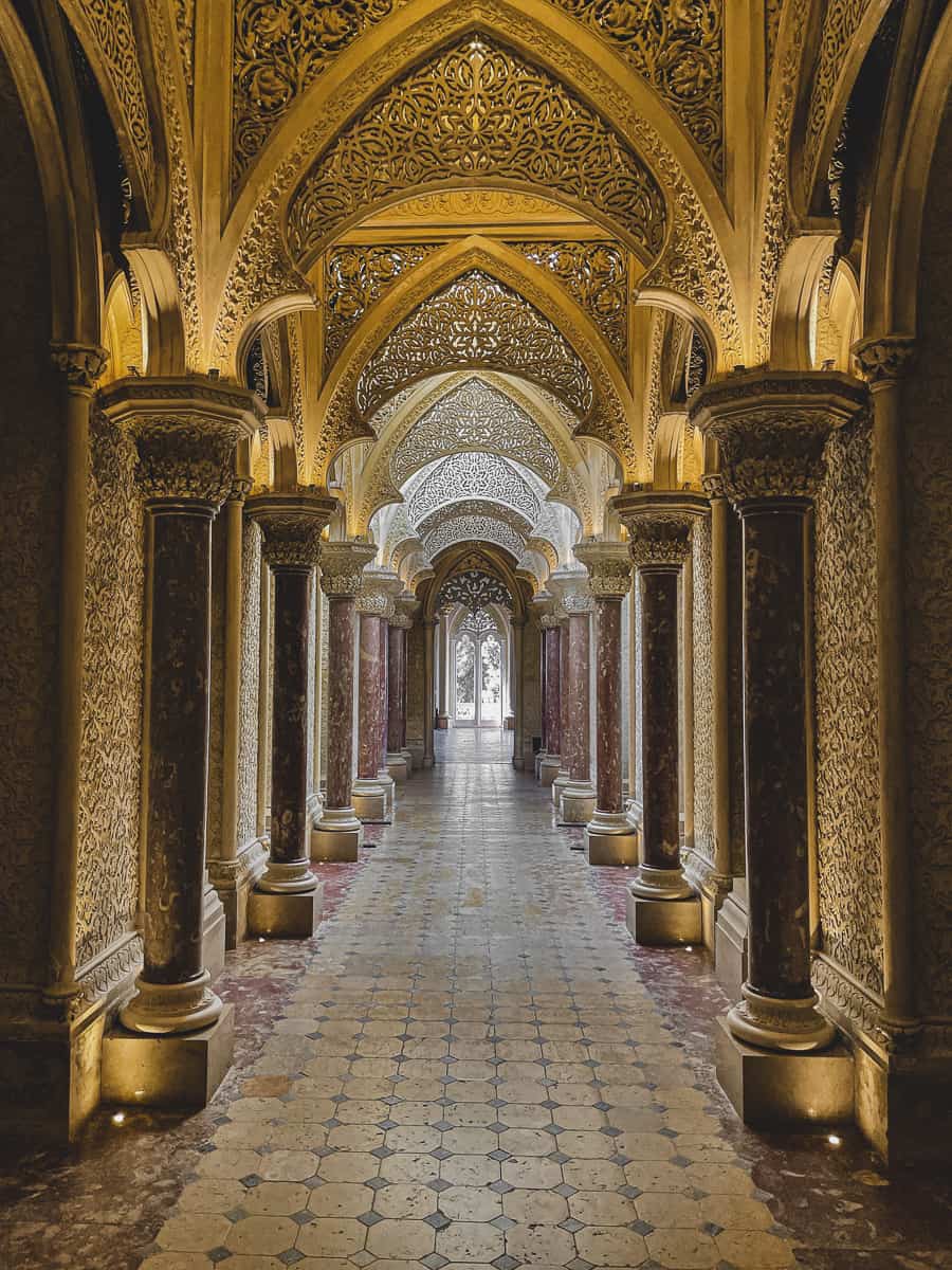 Magnificent hallway in Monserrate palace Sintra
