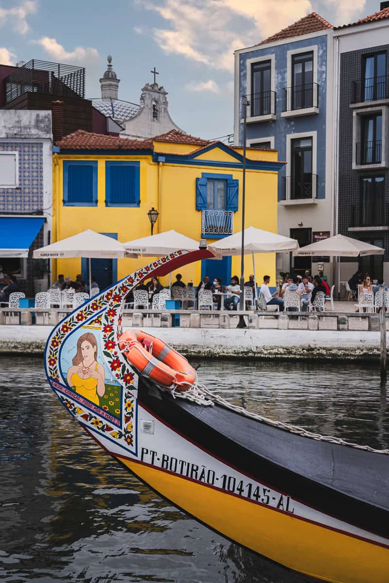 Traditional moliceiro boats in Aveiro Portugal