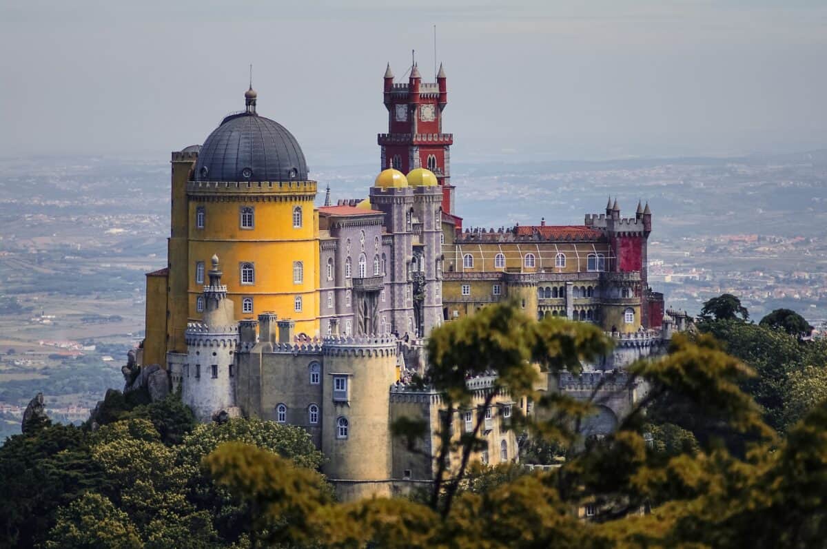 The colorful Pena Palace in Sintra Portugal